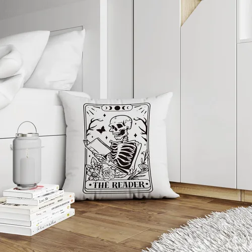 Vista 2 de Fundas de almohada góticas de 18 x 18 pulgadas, funda de almohada de esqueleto, funda de almohada de decoración de tarot, decoración de habitación