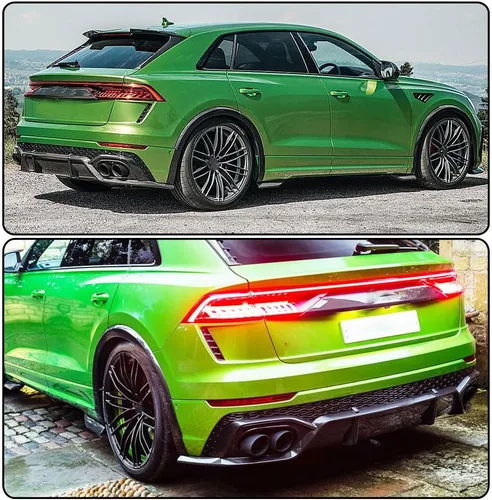 Vista 3 de Difusor de parachoques trasero de fibra de carbono para Audi RS Q8 RSQ8 Base Sport Utility 4 puertas 2021-2023 Protector de cenefa de borde