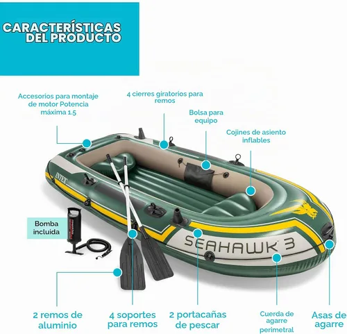 Vista 5 de INTEX 66332EP Seahawk 2 Juego de Bote Inflable: incluye remos de aluminio de lujo de 48 pulgadas y bomba de alto rendimiento, PVC superfuerte