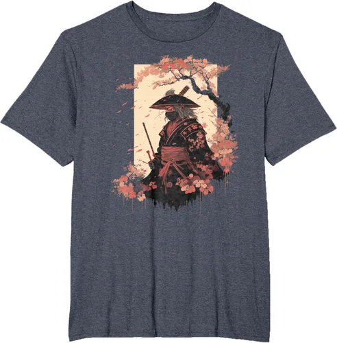 Vista 96 de Camiseta estética vintage samurái de arte japonés samurái retro cereza, Negro
