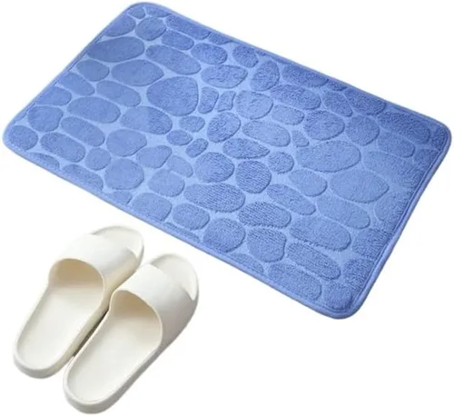 Vista 2 de Alfombra antideslizante de Baño con Relieve de Adoquines, Alfombras Antideslizantes En Lavabo, Alfombra De Suelo Lateral De Bañera, Felpudo De