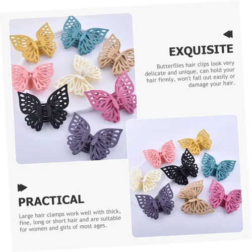 Vista 9 de 8 pinzas para el cabello de mariposas, pinzas grandes para mujeres y niñas, accesorios únicos para el cabello para fiestas y uso diario, pinzas