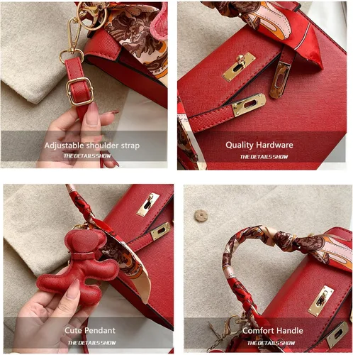 Vista 7 de Bolsos cruzados de cuero de lujo con asa superior para mujer, diseño de moda