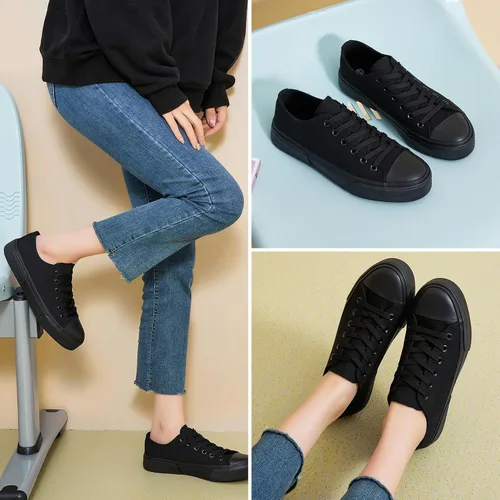 Vista 5 de hash bubbie Zapatillas blancas para mujer, zapatos de lona bajos para mujer, zapatillas de lona para mujer, zapatillas de deporte de moda