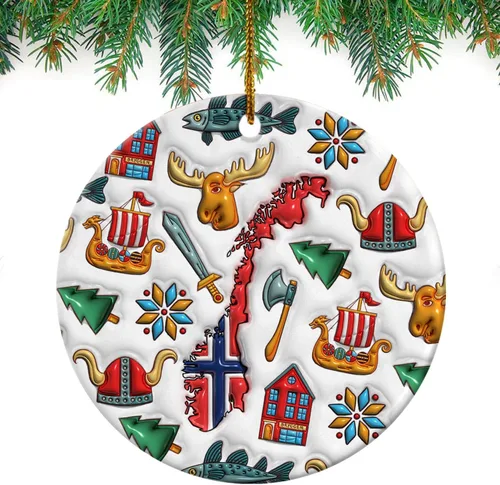 Vista 103 de Lotacy Bandera argentina argentina de Navidad de cerámica 2D impresa adorno con símbolos, decoración del hogar argentina regalos para hombres