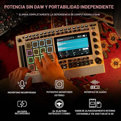 Vista 6 de Akai Professional Centro de producción de música portátil retro MPC Live