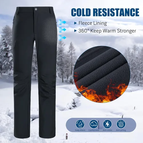 Vista 5 de GOLDEN CAMEL Pantalones de senderismo Softshell para mujer, impermeables, resistentes al viento, pantalones de esquí de invierno con forro polar