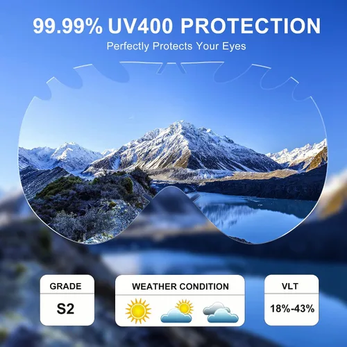 Vista 3 de RABIGALA Gafas de esquí de nieve/snowboard para hombres, mujeres, adultos, jóvenes, motos de nieve, esquí, patinaje, 100% protección UV, antivaho
