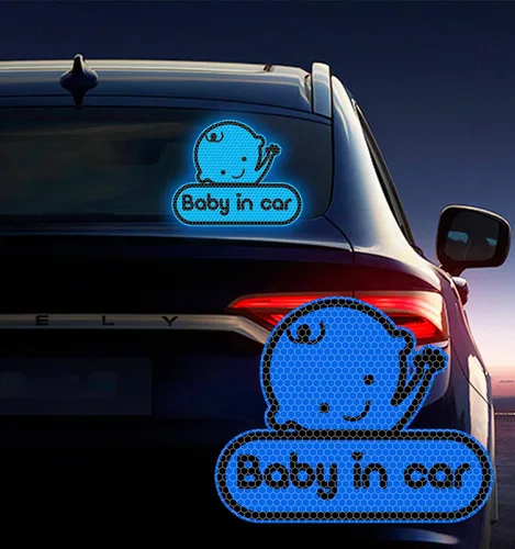 Vista 9 de 2 calcomanías de bebé en coche para automóviles, lindas calcomanías reflectantes de alta intensidad para bebé a bordo para parachoques de ventana