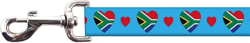 Vista 3 de Correa para perro de Sudáfrica Amo Sudáfrica Gancho de metal resistente Negro Bandera de Sudáfrica 6 pies o 4 pies Todos los países
