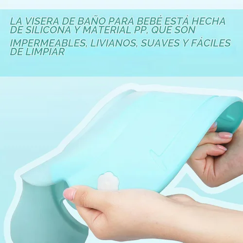 Vista 4 de Gorro de ducha de bebé, protección de silicona, suave y ajustable, gorra de baño para protector de cabeza, ojos y oídos, champú para niños pequeños