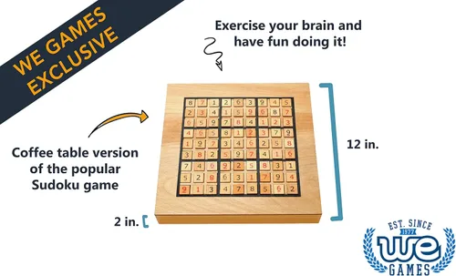 Vista 2 de WE Games Tablero de madera grabado personalizado Sudoku - Cajones de almacenamiento para azulejos numerados de madera