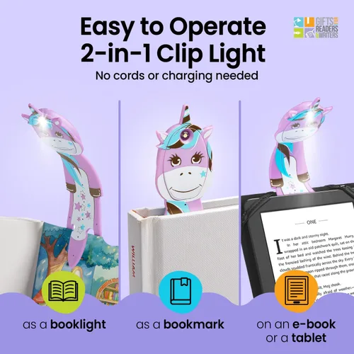 Vista 5 de Flexilight Pal - Luz de lectura 2 en 1, marcapáginas, luz LED con clip, lámpara de lectura para niños y adultos, accesorios de libro de regalo