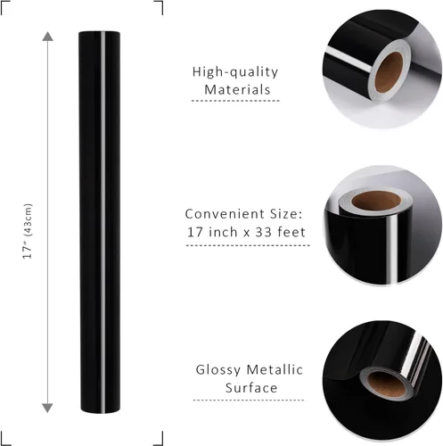 Vista 7 de LaRibbons - Papel de regalo metálico negro, 17 pulgadas x 33 pies, papel de regalo premium de lámina para Navidad, festividades, bodas, cumpleaños