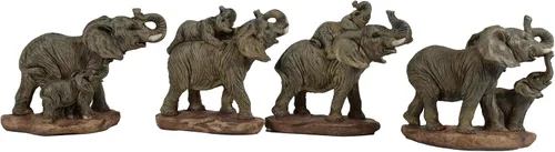 Vista 4 de Ebros Gift Juego de 4 figuras en miniatura de elefante de sabana africana, safari, madre y bebé, familia, tiempo de unión, miniatura, elefantes