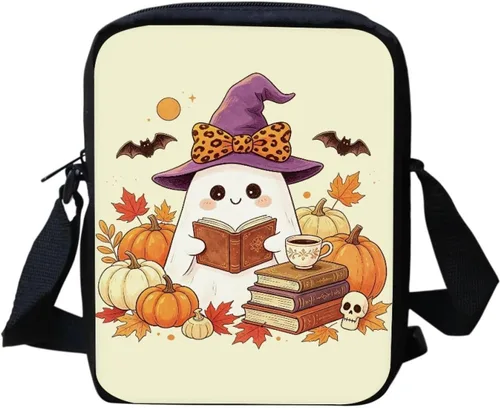 Vista 9 de Halloween Cat Small Messenger Bag Crossbody Shoulder Bag for Women Black Cat Pumpkin