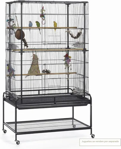 Vista 9 de Prevue Pet Products F085 - Jaula para pájaros de vuelo con soporte, color negro
