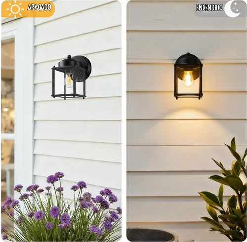 Vista 5 de LIT-PaTH Lámpara de pared para exteriores, cristal metálico antioxidante, negro, paquete de 2