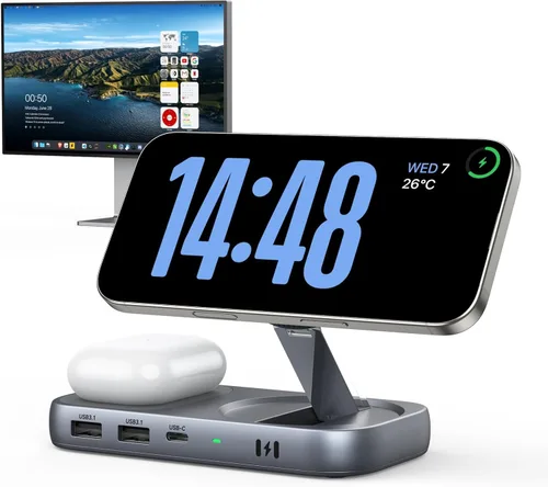 Vista 7 de Adaptador USB C a HDMI dual, estación de acoplamiento USB C 7 en 1 a puerto HDMI dual VGA, USB a 3USB 2.0, adaptador de monitor múltiple para Dell
