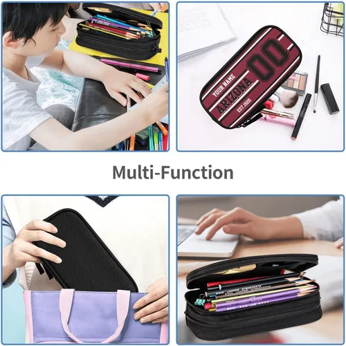 Vista 7 de Estuche de lápices personalizado Arizona con número de nombre, caja de lápices personalizada estilo fútbol, estuche de bolígrafo personalizado