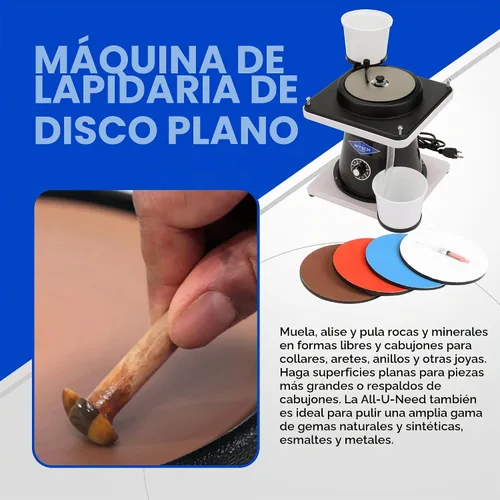 Vista 2 de Hi-Tech Diamond Equipo Lapidario Todo lo que Necesitas de 6", Flat Lap - Herramienta Amoladora y Pulidora de Rocas, Motor de Velocidad Variable
