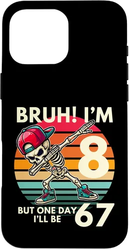 Vista 19 de Bruh I'm 8 But One-Day I'll Be 67 Retro 8th Birthday Kids Case for iPhone XR