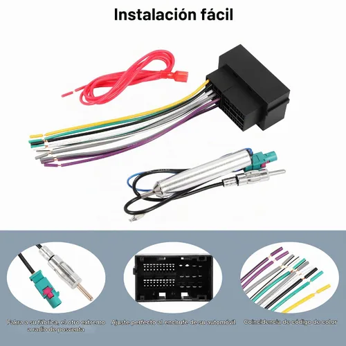 Vista 4 de Kit de arnés de cables de estéreo de coche RDBS y adaptador de antena para conectar una radio de posventa Compatible con vehículos Dodge Jeep Ram