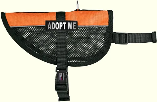 Vista 55 de Dogline MaxAire - Chaleco de malla para perros de 13 a 16 pulgadas y 2 parches extraíbles Adopt Me, talla S, color negro