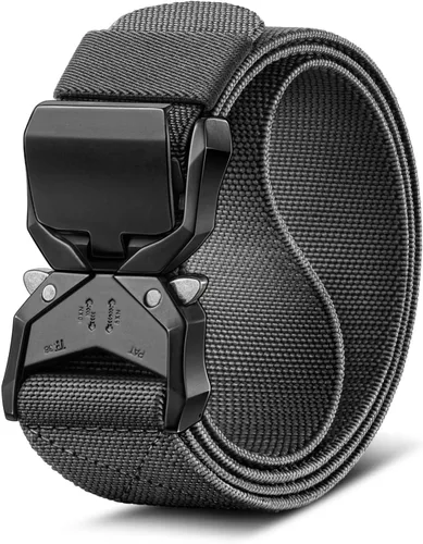 Vista 11 de BULLIANT Cinturón táctico para hombre, cinturón elástico ajustable para hombres, senderismo, ejercicio, resistente, 1 3/8 pulgadas, liberación rápida