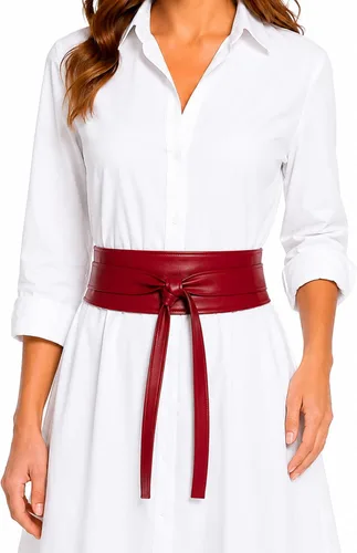 Vista 21 de Cinturón Obi de cuero para mujer, cintura ancha de 3 pulgadas, hecho a mano Beige