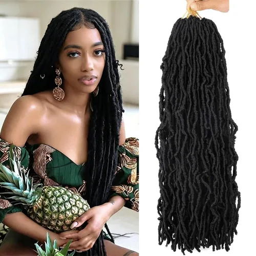 Vista 49 de 6 Paquetes Soft Locs Cabello de Ganchillo Pre Looped Faux Locs Trenzas de Ganchillo Goddess Locs Dreadlocs Cabello Sintético Para Mujeres Negras 1b