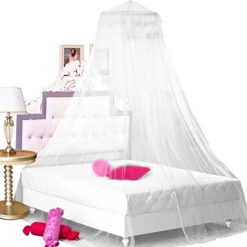 Vista 9 de BCBYou - Dosel de cama de princesa, mosquitero de encaje redondo, cúpula para cuna, cama individual, doble y queen, con gancho de techo jumbo