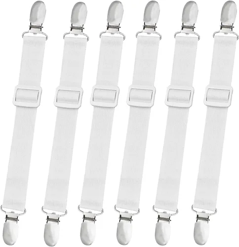 Vista 7 de 10 correas ajustables para sábanas, clips para sábanas, soporte elástico para sábanas bajeras, clips de correas de sábana bajera, tirantes de cierre