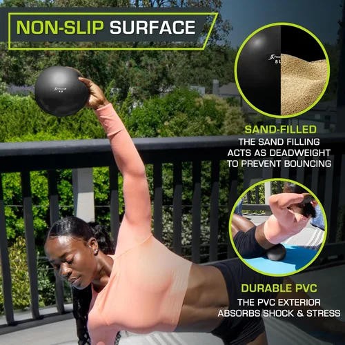 Vista 3 de ProsourceFit Pelotas de ejercicio de tonificación ponderada para pilates, yoga, entrenamiento de fuerza y terapia física, 2 libras a 8 libras