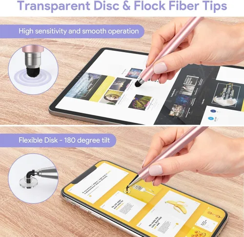 Vista 4 de Bolígrafos capacitivos para pantallas táctiles, bolígrafos de estilistas 2 en 1, pantallas táctiles universales para iPad, iPhone, tabletas, Samsung