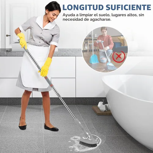 Vista 7 de SetSail Cepillo de ducha 3 en 1 para azulejos con mango largo ajustable y 3 cabezales de cepillo de repuesto desmontables para limpiar baño, paredes