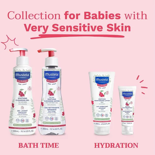 Vista 8 de Mustela Gel limpiador calmante para bebés, gel de baño y cabello sin fragancia para pieles muy sensibles, con perseosa de aguacate natural y bayas