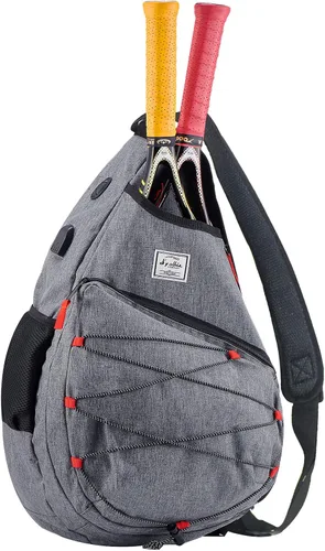 Vista 9 de d'yallee Bolsa de tenis para hombres y mujeres, racquetball, pickleball paddle squash, bolsa cruzada deportiva para adultos con puerto de carga USB
