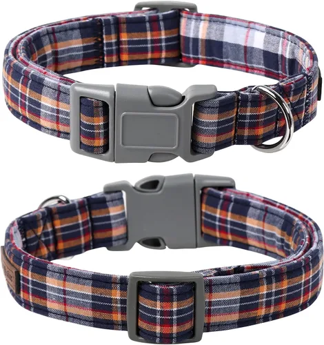 Vista 8 de Lionet Paws Collar para perro y gato con corbata de moño, hebilla de plástico ajustable, collar de cuadrícula para perros pequeños, medianos