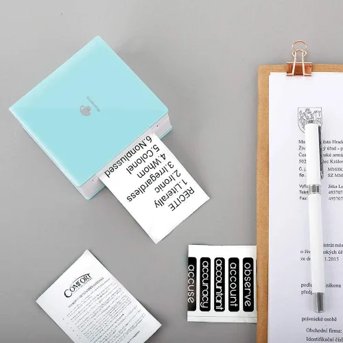 Vista 4 de Phomemo M02 Mini impresora térmica Bluetooth con 3 rollos de papel adhesivo colorido, compatible con iOS + Android para diario de planos, notas