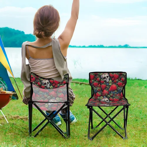 Vista 2 de Al aire libre plegable divertido fresa cráneo camping sillas para adultos silla de camping portátil silla de césped ligero 202a4572