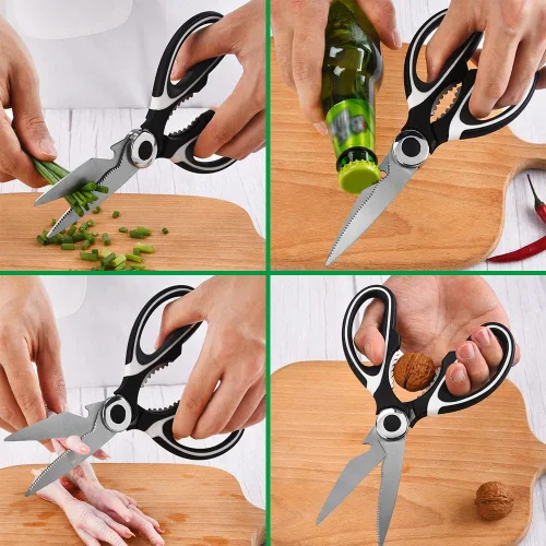 Vista 4 de Juego de 3 herramientas para pelar hierbas con tijeras de acero inoxidable de 5 cuchillas, tijeras de carne resistentes, herramienta de pelado