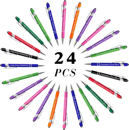 Vista 18 de Bolígrafos personalizados a granel con punta de lápiz capacitivo, 12 bolígrafos personalizados con logotipo de mensaje con nombre, bolígrafos
