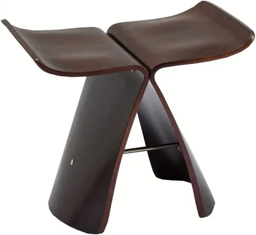 Vista 7 de Silla pequeña moderna Simplicidad Cambio de zapatos Banco de Arco Diseño de Madera Sólida Taburete Dormitorio Sala de estar Peso 264.6 lbs Nuez
