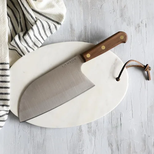 Vista 2 de Lamson Cuchillo chino Santoku de 8 pulgadas con mango clásico de nogal