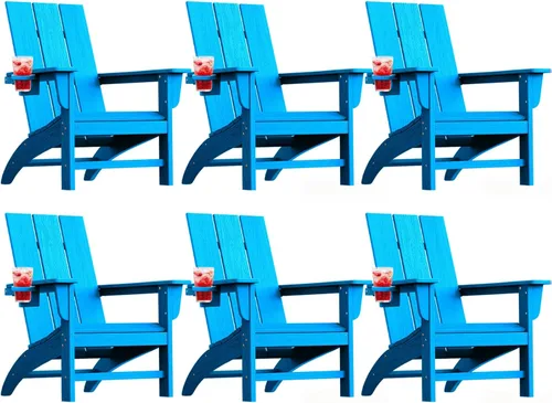 Vista 28 de Silla Adirondack moderna, sillas de patio de plástico HDPE para todo tipo de clima, silla para hoguera, sillas de césped al aire libre para terraza