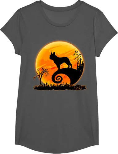Vista 34 de Camiseta divertida de disfraz de Halloween para perro y luna de Bulldog francés, Negro, S