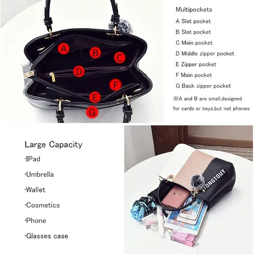 Vista 4 de Bolsos de mano para mujer, bolsos de mano de piel sintética para mujer