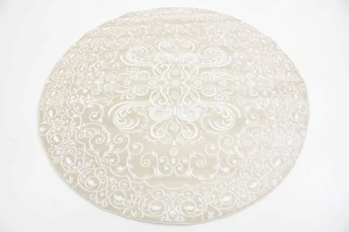 Vista 4 de Unique Loom Rushmore Collection Adams - Alfombra redonda de 5 pies, color beige y marfil