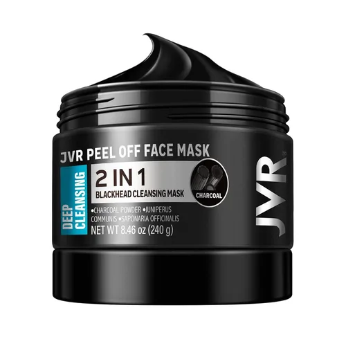 Vista 9 de JVR Máscara facial desprendible, máscara removedora de puntos negros para hombres, máscara negra desprendible de carbón, máscara facial purificadora